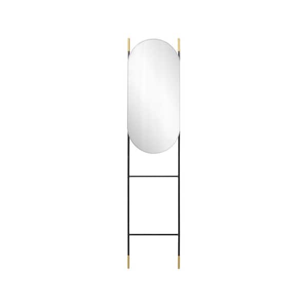 Best Home Fashion 69 in. Modern Leaning Ladder Oval Mirror  MIRROR_PR28-BLACK - The Home Depot