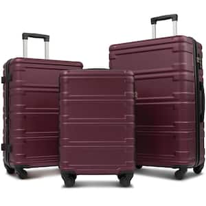 Red Lightweight 3-Piece Expandable 100% ABS Hardshell Spinner Luggage Set with 3-Digit TSA Lock