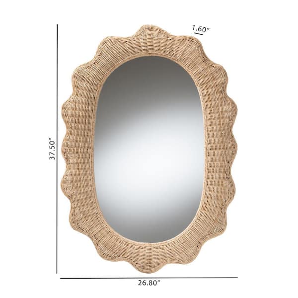 bali & pari Makoto 26.8 in. W x 37.5 in. H Natural Rattan Mirror