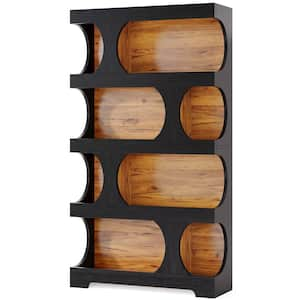 Eulas 71.26 in. Tall Black Wood 4-Shelf Standard Bookcase Modern Freestanding Display Shelves, Large Library Book Shelf