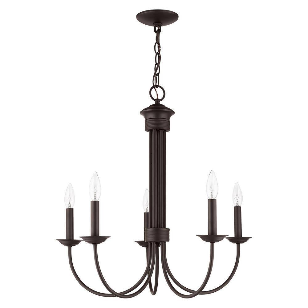 Estate Bronze 5-Light Classical Chandelier with Candelabra Base