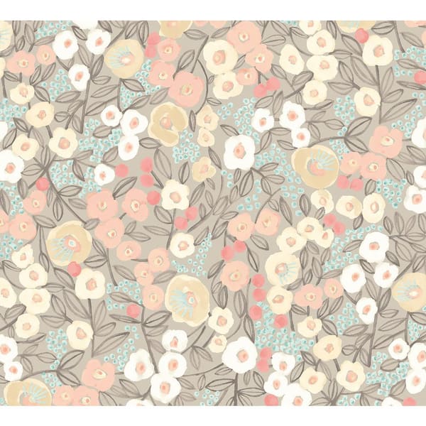 OhPopsi Flora Ditsy Pastel Brown Garden Floral Paper Washable Wallpaper Roll