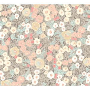 Flora Ditsy Pastel Brown Garden Wallpaper Sample