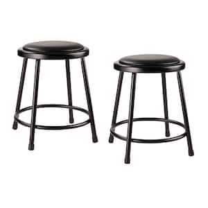6400-10 Series 14 in. Width Small Black Faux Leather Office Stool with Foot Rest (Set of 2)