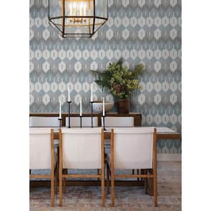 Abilene Denim Blue Ikat Wallpaper Sample