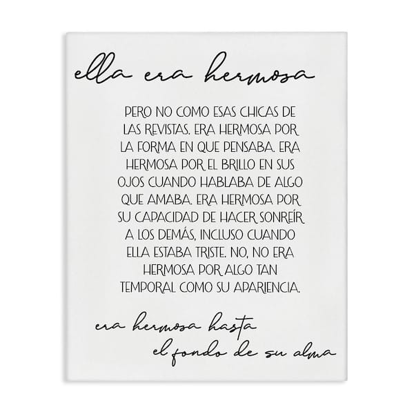 Stupell Industries She is Beautiful by Lil' Rue Gallery Wrapped Unframed Typography Graphic Art Print 48 in. x 36 in.