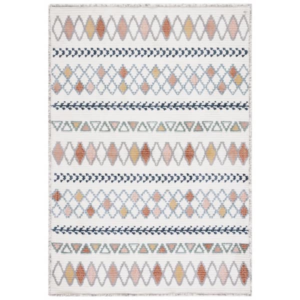 SAFAVIEH Marrakesh Ivory/Multi 9 ft. x 12 ft. Geometric Striped Area Rug
