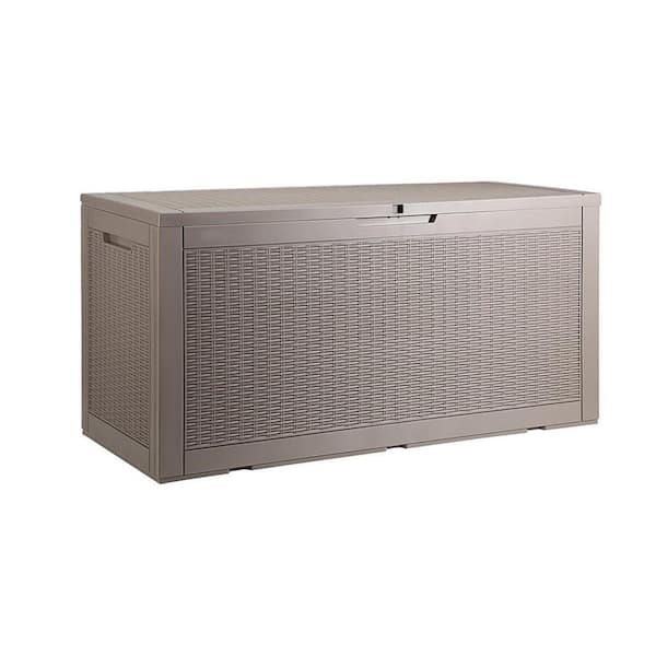 100 Gal. Brown Waterproof Resin Deck Box for Patio Cushions, Gardening Tools, Accessories