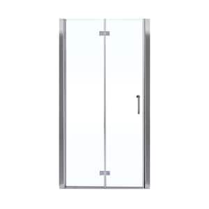 34 - 35.3 in. W x 72 in. H Frameless Bi-Fold Shower Door in Chrome with Clear SGCC Tempered Glass