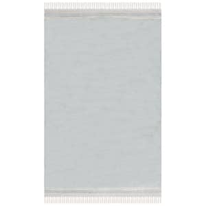 Easy Care Light Blue/Ivory 5 ft. x 8 ft. Machine Washable Border Solid Color Area Rug
