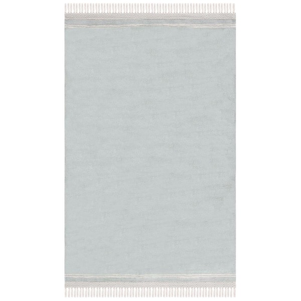 SAFAVIEH Easy Care Light Blue/Ivory 5 ft. x 8 ft. Machine Washable Border Solid Color Area Rug