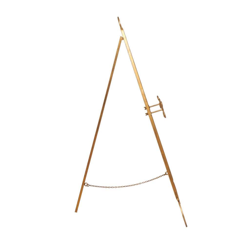 Gold Metal Scroll Adjustable Floor Easel with Chain Support