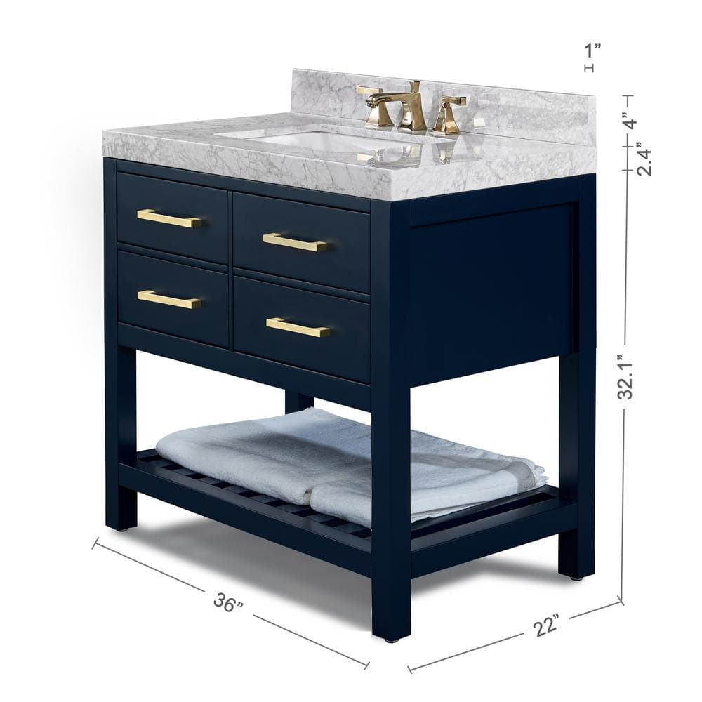 Elizabeth 36'' Heritage Blue Vanity with Marble Countertop