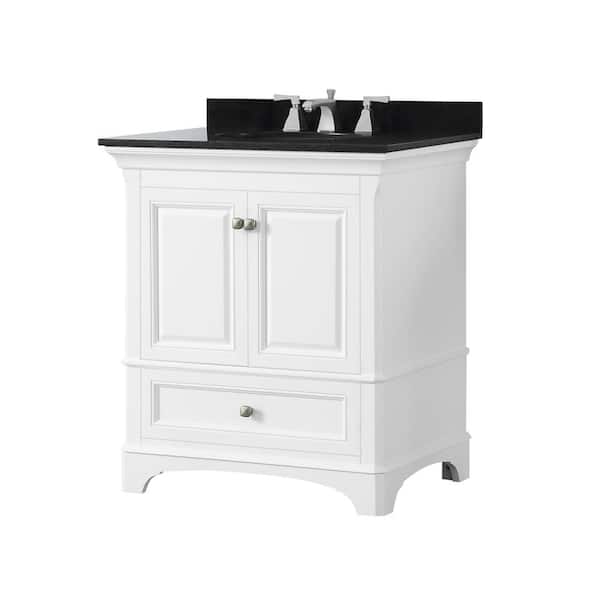 Home Decorators Collection Moorpark 31 In W Bath Vanity White With Granite Top Black Basin 31w The Depot Home Decorators Collection Moorpark 31, Home Depot 31 Inch Bathroom Vanity