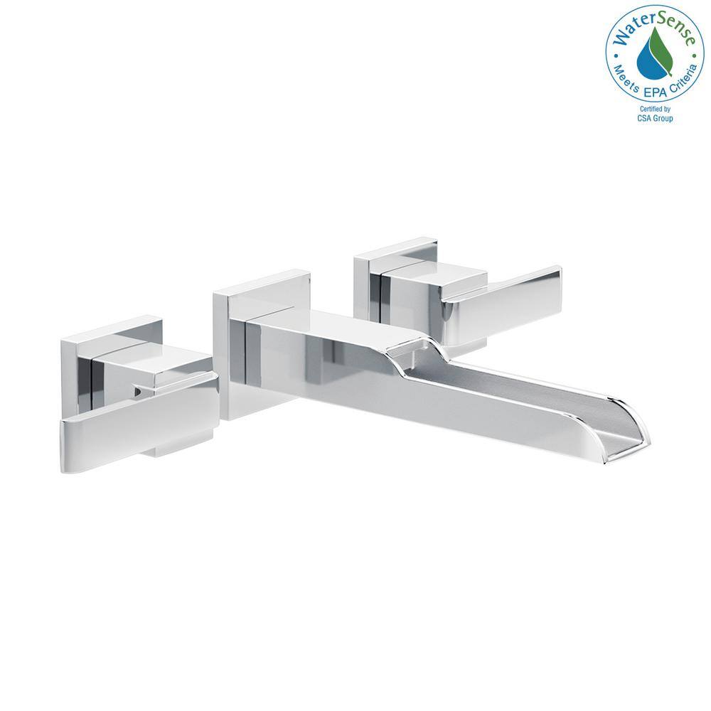 Chrome Wall Mounted Modern Widespread Bathroom Faucet