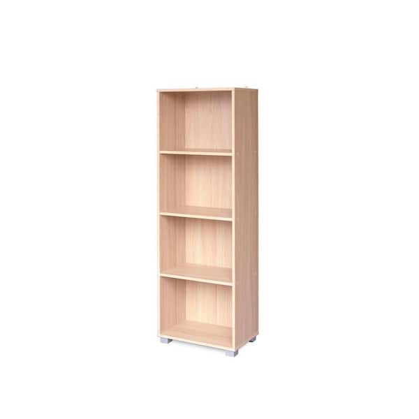 Unbranded 59 in. Walnut Plastic 4-shelf Accent Bookcase with Storage