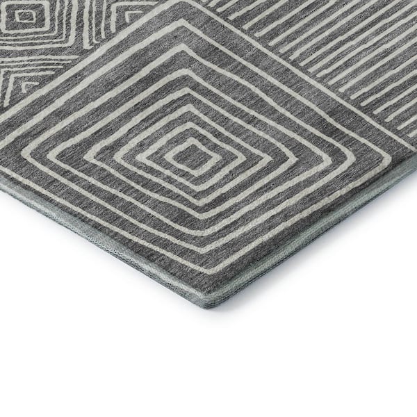 Mayfield Premium Machine Washable Abstract AMF1044 Charcoal 9 ft. x 12 ft. Area Rug