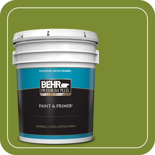 BEHR PREMIUM PLUS 5 gal. #P360-7 Sassy Grass Satin Enamel Exterior Paint & Primer