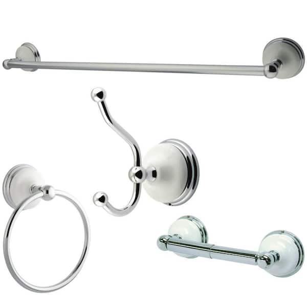 Kingston Brass Traditional 4-Piece Bath Hardware Set in Polished Chrome
