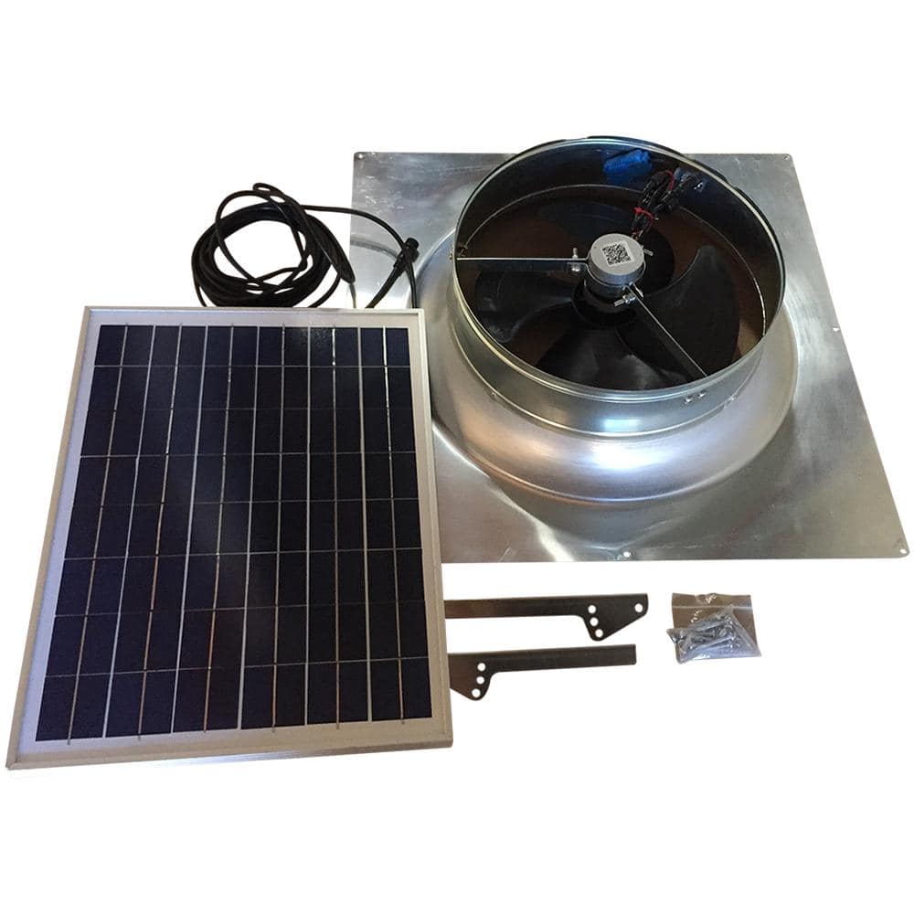 Hybrid Solar and Electric Roof Mount Attic Fan with Thermostat
