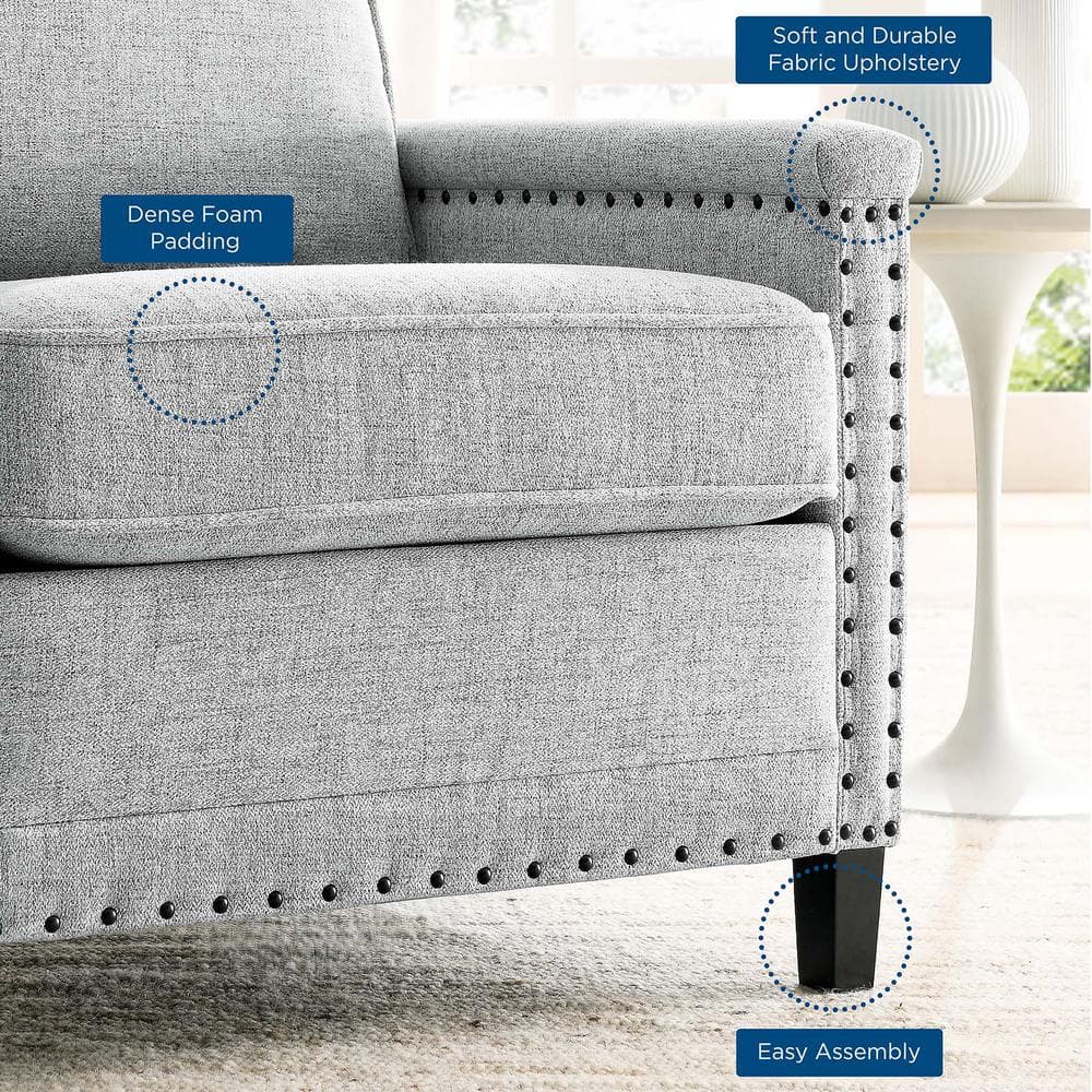 Ashton Light Gray Fabric Accent Chair with Nailhead Trim