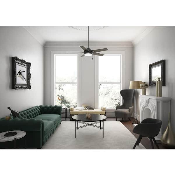 Hunter Bartlett 52 in. Indoor Matte Black Ceiling Fan with Light