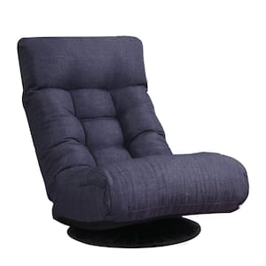 Navy Blue Soft Fabric Adjustable Reclining Chair