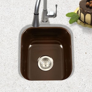 Porcela Series Undermount Porcelain Enamel Steel 16 in. Single Bowl Kitchen Sink in Espresso