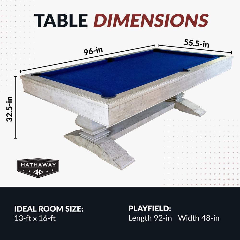 Montecito 8 Ft Driftwood Pool Table with Blue Felt