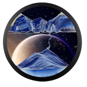 Round Framed with non-LED Light Illuminated 360° Rotate Moving Sand Fantasy Wall Art 17.3 in x 17.3 in, Blue