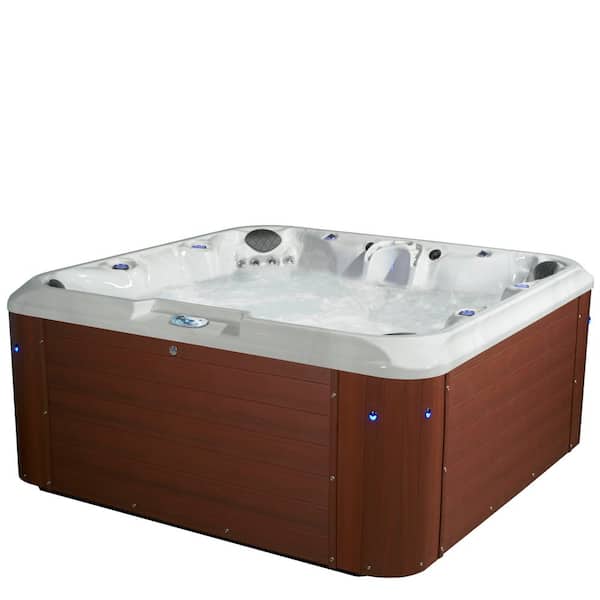 Amplified 7-Person 100-Jet 240-Volt Non-Lounger Hot Tub with Bluetooth Stereo and 3 Pumps
