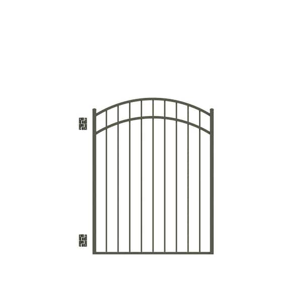 Barrette Outdoor Living Natural Reflections Standard-Duty 4 ft. W x 4-1/2 ft. H Pewter Aluminum Arched Pre-Assembled Fence Gate