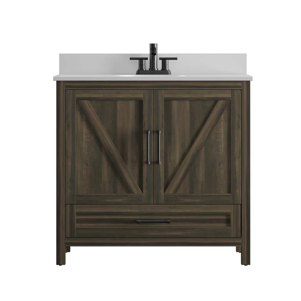 Canyon Lake Pine 36" Single Bathroom Vanity with White Stone Top