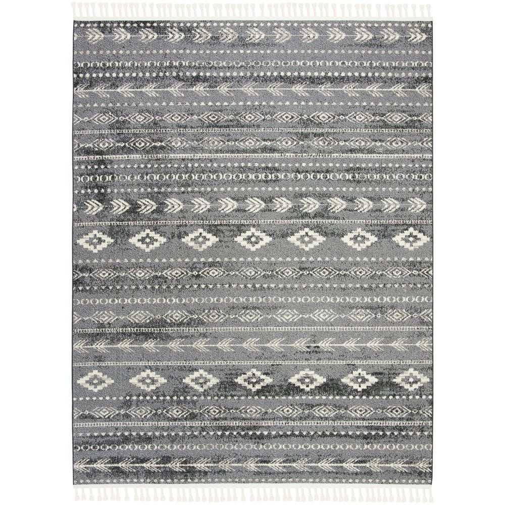 Marrakesh 9 ft. x 12 ft. Navy/Gray Striped Diamond Aztec Area Rug price history on PriceWatchPro