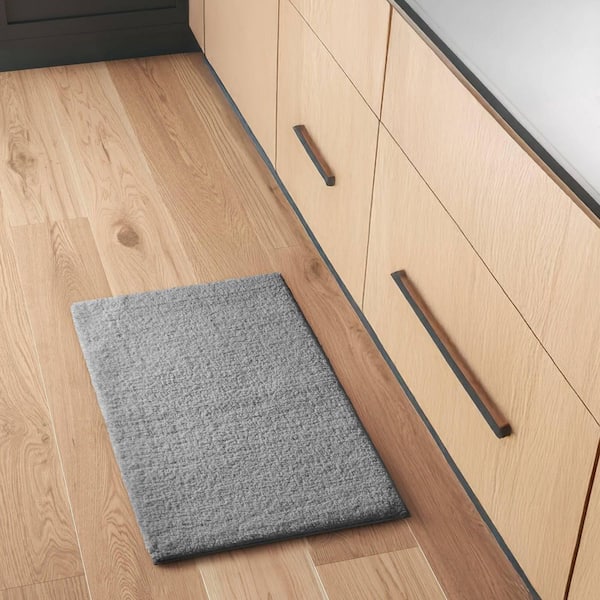 Marshmallow 24 in. x 72 in. Grey Solid Polyester Rectangle Bath Rug