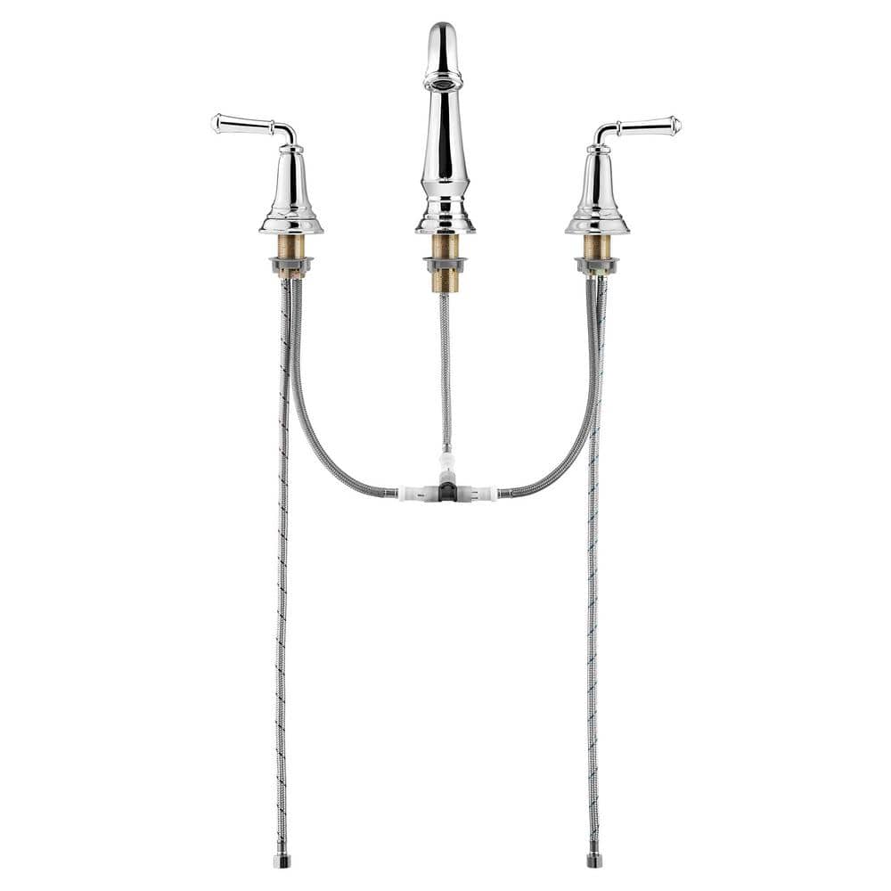 Polished Chrome Widespread 2-Handle Bathroom Faucet with Brass Body