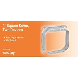 2-Gang 4 in. Pre-Galvanized Metal Square Electrical Box Device Cover for Use with 2 Devices