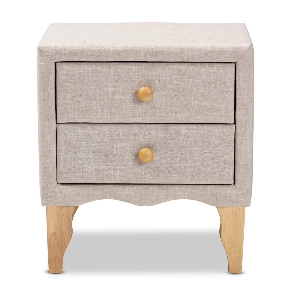 Baxton Studio Artis 2Drawer Beige Nightstand1559112HD The Home Depot
