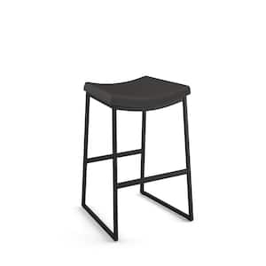 David 26.25 in. Black Faux Leather/Black Metal Counter Stool