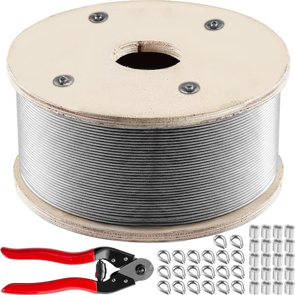 VEVOR 1000 ft. x 1/8 in. Cable Railing Kit 2100 lbs. Loading Stainless Steel Rope with Wire Cutter Sheath for Railing Decking