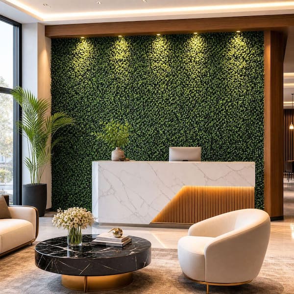 12- Piece 20 in. x 20 in. Artificial Boxwood Panels, Grass Wall Faux Boxwood Hedge Wall Panel Green Grass Backdrop Wall