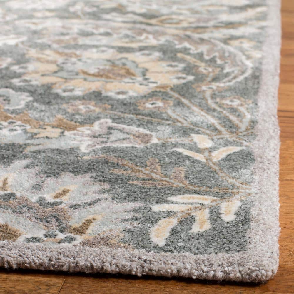 Bella 4' x 6' Gray and Multi Hand-Tufted Wool Rug