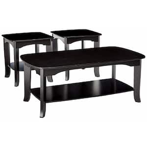 Signature Home Teressa 20 in. L Espresso Rectangle Wood 3-Piece Occasional Coffee Table Set with 2 End Tables
