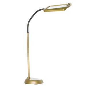 61 in. Painted Gold Finish 1-Light Adjustable Gooseneck Standard Floor Lamp with 10 in. 3 x Magnification Shade