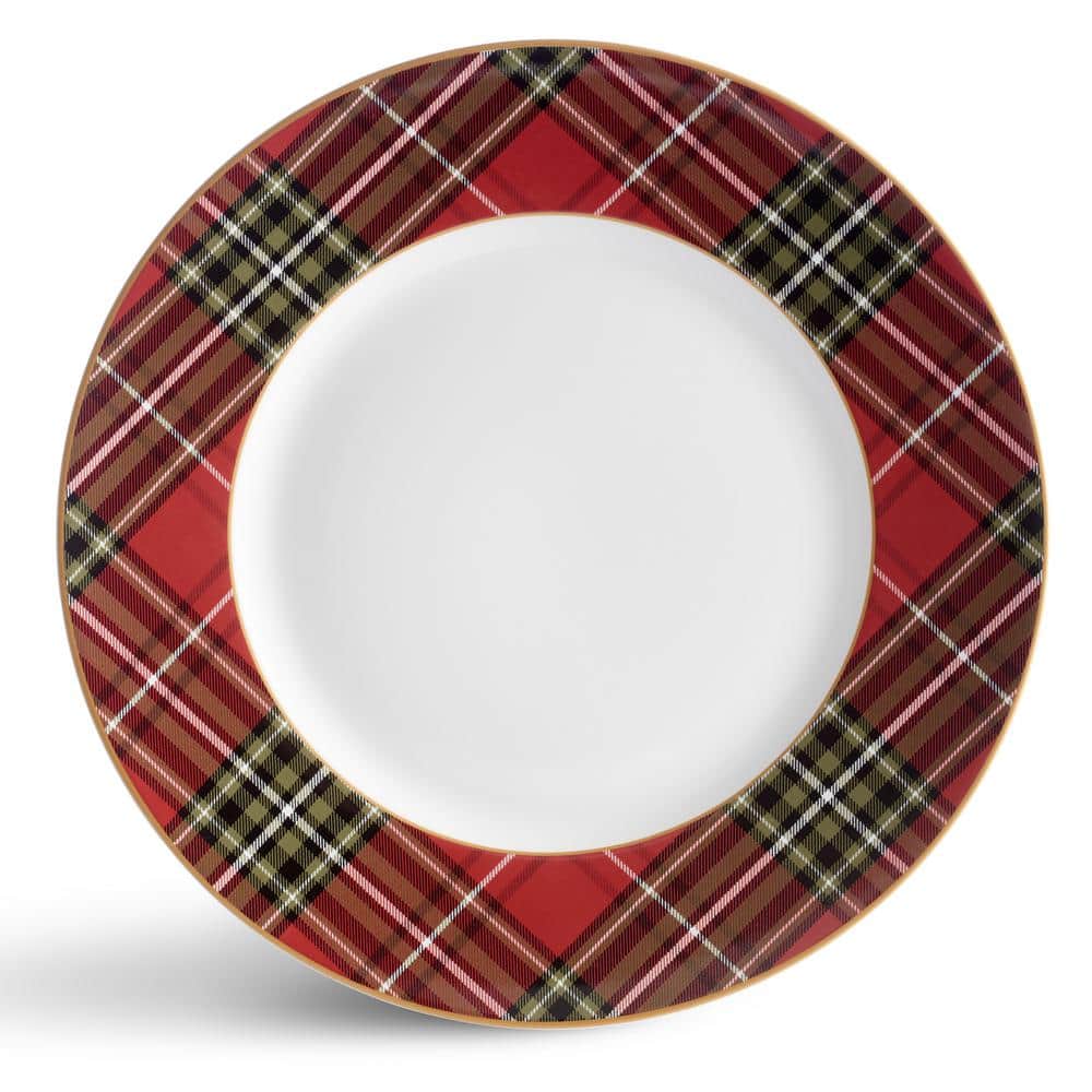 Wexford Red Plaid Holiday Porcelain Dinnerware Set, 12-Piece