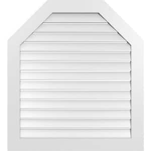 38 in. x 42 in. Octagonal Top Surface Mount PVC Gable Vent: Functional with Standard Frame