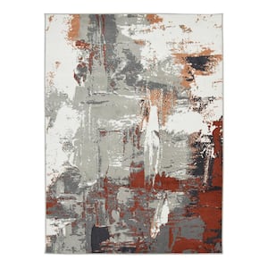 Alpine Ehra Rust 6 ft. 7 in. x 9 ft. Abstract Polypropylene Area Rug