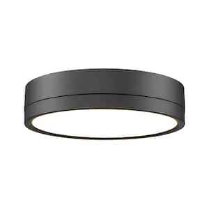Algar 12 in. Matte Black Integrated LED Flush Mount with Frosted Acrylic Shade (1-Pack)