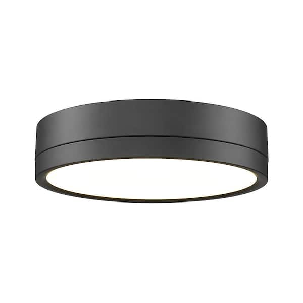 Algar 12 in. Matte Black Integrated LED Flush Mount with Frosted ...