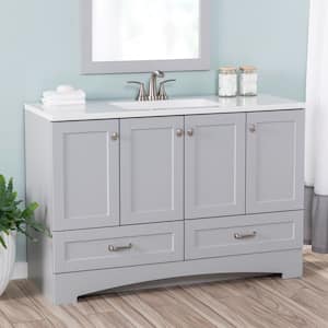 Lancaster 49 in. Single Sink Pearl Gray Bath Vanity with White Cultured Marble Top (Assembled)